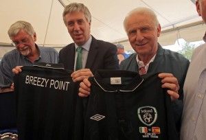 John Delaney and Giovanni Trapattoni with specially made Breezy Point themed jerseys 9/6/2013