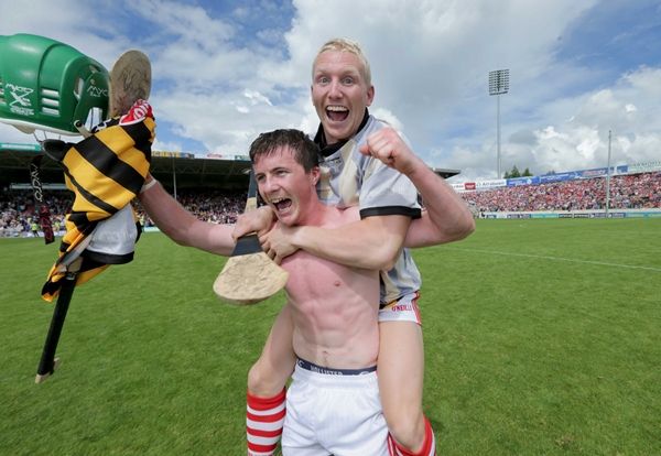 Stephen White and Conor Lehane celebrate the final whistle 28/7/2013