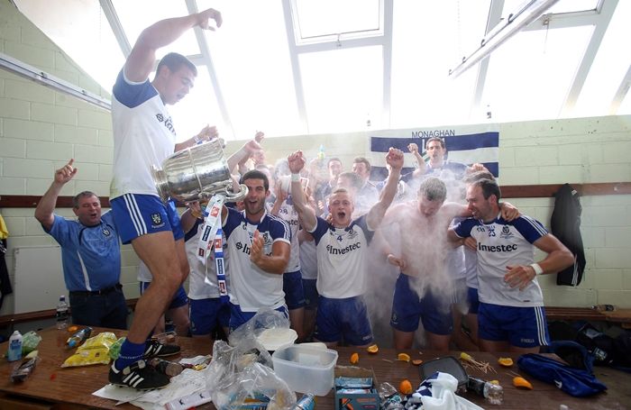 The Monaghan team celebrate in the dressing room after the game 21/7/2013