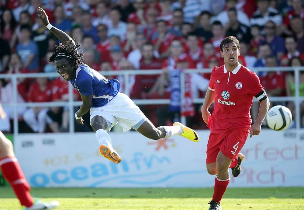 Gavin Peers can only watch as Daniel Chima Chukwu of Molde hits the back of the net for the first goal 17/7/2013
