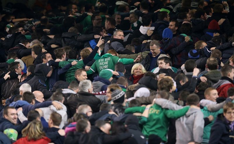 Republic of Ireland supporters celebrate during the game 15/11/2013