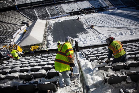 Workers Prepare MetLife Stadium For Superbowl XLVIII