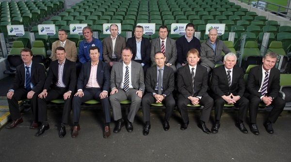 Martin O'Neill with managers from the Premier Division and First Division 28/2/2014