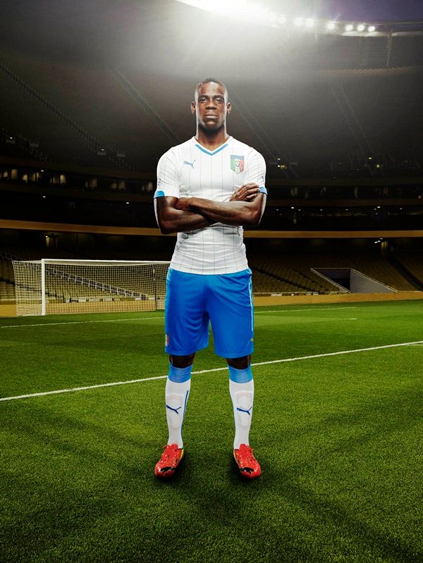 Mario Balotelli in the 2014 Italy Away Kit that features PUMA's PWR ACTV Technology