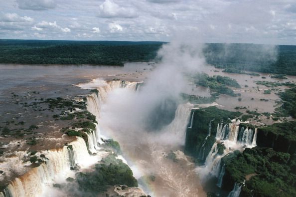 Aerial view of Iguacu or Iguazu waterfalls, Iguazu National Park (UNESCO World Heritage List, 1986) - Brazil, Argentina