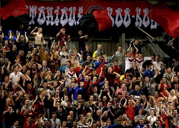 Bohs' fans celebrate after the game 16/8/2013