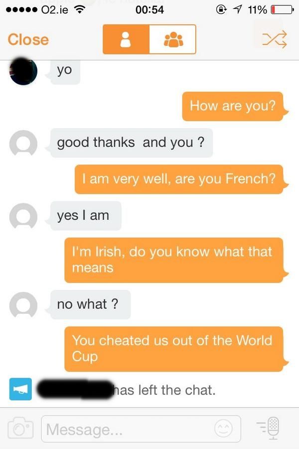 Pic Irish Lad S Tinder Chat With French Girl Ends Because Of Thierry Henry S Handball Joe Is The Voice Of Irish People At Home And Abroad