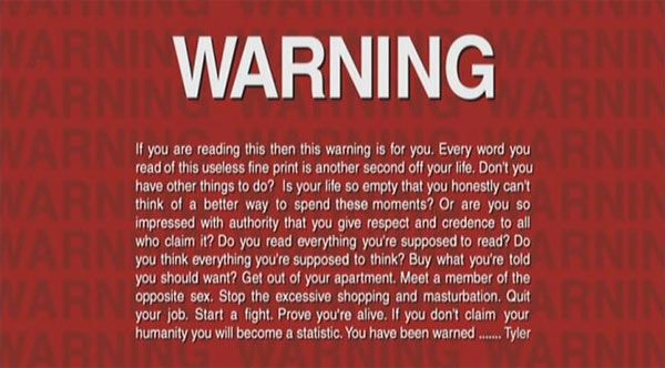 Fight Club DVD Warning