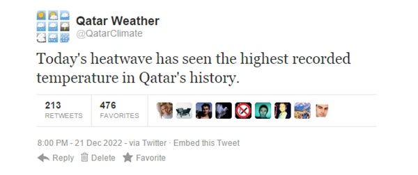 Qatar Temp Tweet