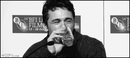James-Franco-Drinking-Water-laughing-to-shock