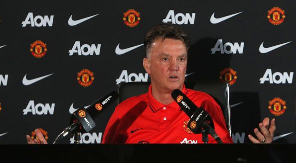 MANCHESTER, ENGLAND - MAY 22:  (EXCLUSIVE COVERAGE) Manager Louis van Gaal of Manchester United speaks during a press conference at Aon Training Complex on May 22, 2015 in Manchester, England.  (Photo by John Peters/Man Utd via Getty Images)