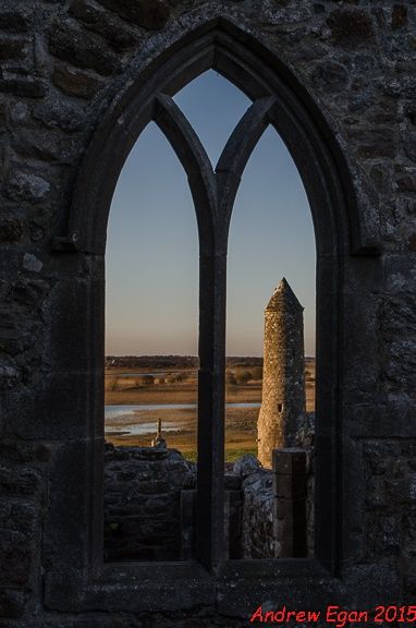 Round tower view from the Monastery at Clonmacnoise