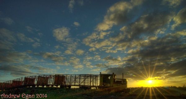 Sky train at Sunset  Lough Boora