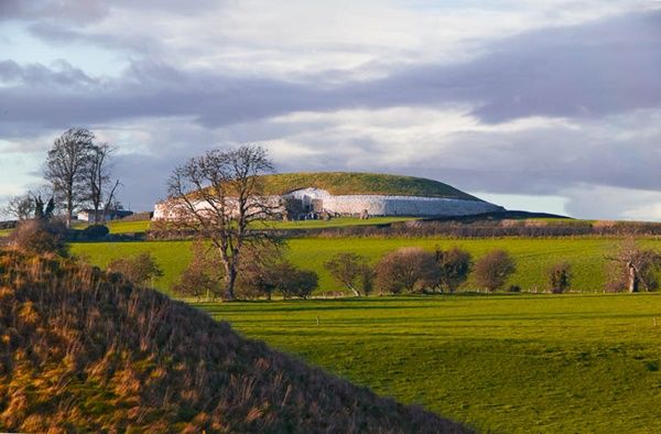 Newgrange. An evening view of the great Newgrange Neolithic burial mound.  