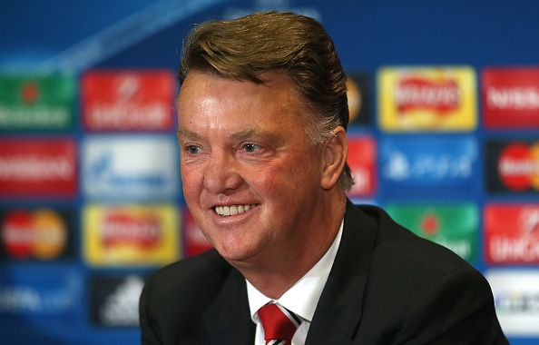 MANCHESTER, ENGLAND - AUGUST 17:  Manager Louis van Gaal of Manchester United speaks during a press conference, ahead of their UEFA Champions League play-off first leg match against Club Brugge, at Old Trafford on August 17, 2015 in Manchester, England.  (Photo by Matthew Peters/Man Utd via Getty Images)