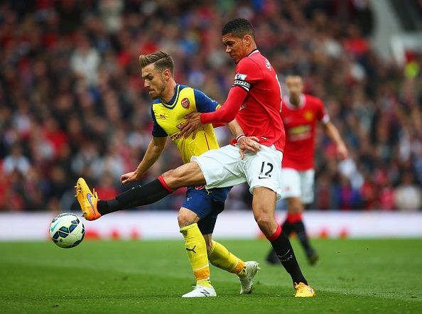 during the Barclays Premier League match between Manchester United and Arsenal at Old Trafford on May 17, 2015 in Manchester, England.