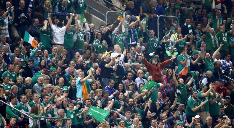 2015 Rugby World Cup Group D, Millennium Stadium, Cardiff, Wales 11/10/2015 Ireland vs France Ireland fans celebrate winning Mandatory Credit ©INPHO/Billy Stickland