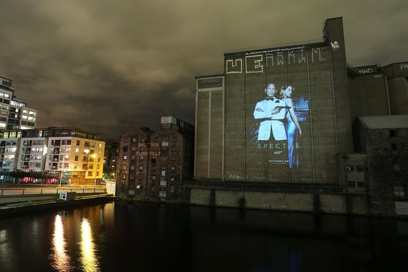 NO REPRO FEE / Press Use SPECTRE projected on Bolands Mills tonight ahead of its Oct 26th release! PICTURE CREDIT: Bryan Brophy/1IMAGE 1IMAGE PHOTOGRAPHY Studio: +353 1 493 9947 Mob: +353 87 246 9221