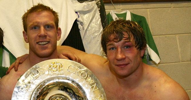 Paul O'Connell Ireland Career 13/10/2015 RBS Six Nations Rugby 18/3/2006 Ireland Marcus Horan, Paul O'Connell and Jerry Flannery with Triple Crown Trophy Mandatory Credit ©INPHO/Billy Stickland