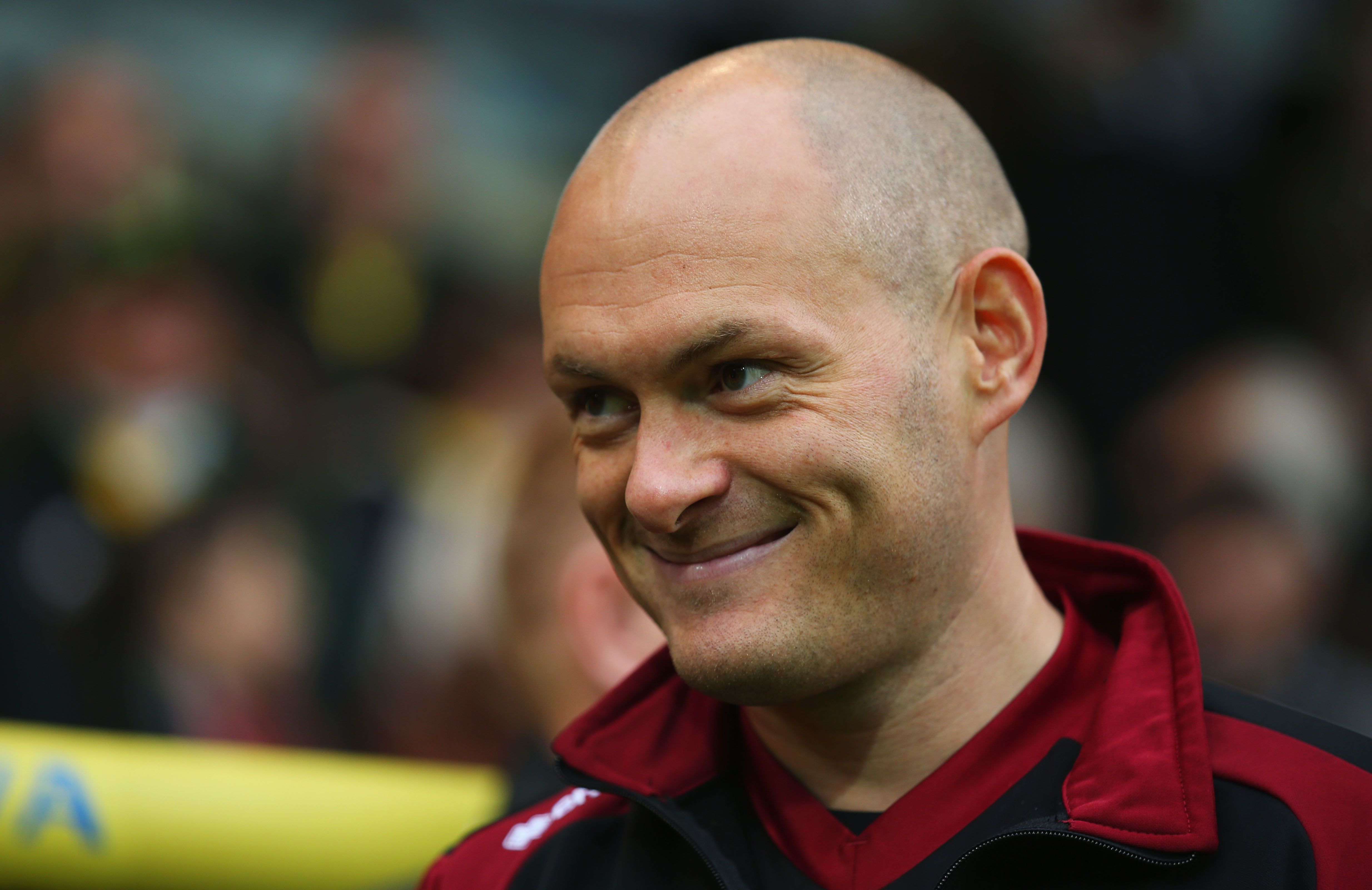 NORWICH, ENGLAND - OCTOBER 24: Alex Neil Manager of Norwich City looks on prior to the Barclays Premier League match between Norwich City and West Bromwich Albion at Carrow Road on October 24, 2015 in Norwich, England. (Photo by Bryn Lennon/Getty Images)