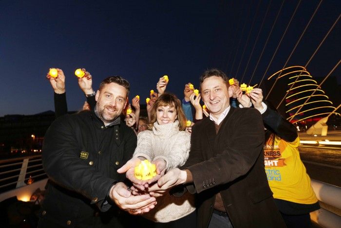 NO REPRO FEE Released 14/03/2016 Launch of Darkness into Light 2016. Pictured are (LtoR) Brian Higgins, CEO of Pieta House, Joan Freeman, Founder of Pieta House and Jim Dollard, Executive Director of Electric Ireland at the launch of Darkness into Light 2016 supported by Electric Ireland. Darkness Into Light will take place in over 100 venues in Ireland and across the world on Saturday 7 May at 4.15am. To register visit www.darknessintolight.ie Photography: Sasko Lazarov/Photocall Ireland