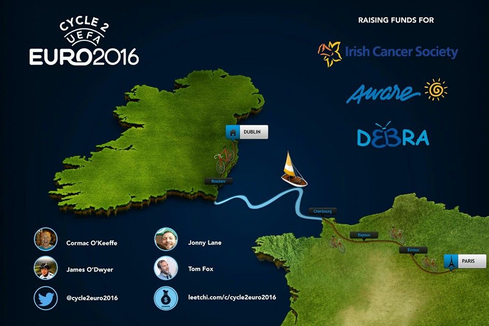 Euro 2016 cycel from Dublin to Paris