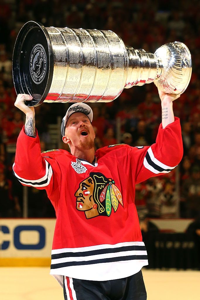 during Game Six of the 2015 NHL Stanley Cup Final at the United Center on June 15, 2015 in Chicago, Illinois.