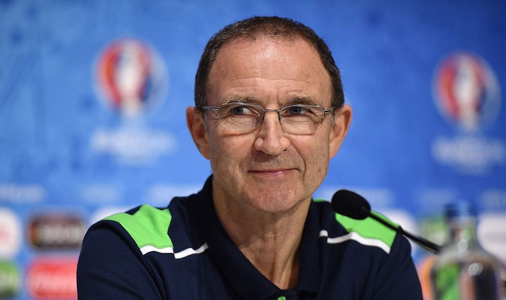 LYON, FRANCE - JUNE 25: In this handout image provided by UEFA, Republic of Ireland head coach Martin O'Neill faces the media during the Republic of Ireland press conference on June 25, 2016 in Lyon, France. (Photo by Handout/UEFA via Getty Images)