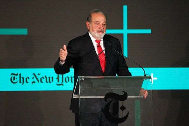 HALF MOON BAY, CA - FEBRUARY 29: Carlos Slim Helu, Chairman of Grupo Carso, speaks onstage at The New York Times New Work Summit on February 29, 2016 in Half Moon Bay, California. (Photo by Kimberly White/Getty Images for New York Times)