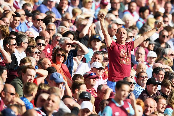 LONDON, ENGLAND - AUGUST 21: A West Ham fan looks on from the crowd during the Premier League match between West Ham United and AFC Bournemouth at London Stadium on August 21, 2016 in London, England. (Photo by Michael Regan/Getty Images)