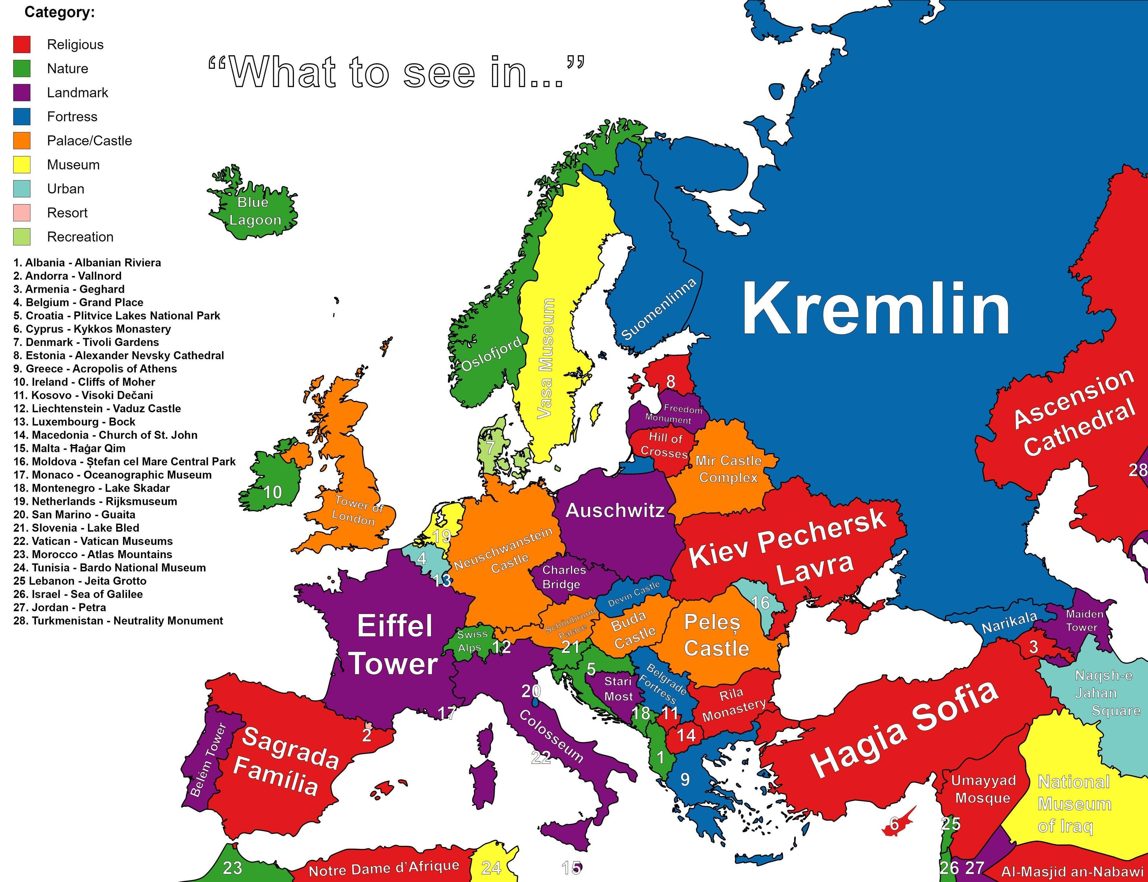 PIC: Cool map shows the best thing to see in each European ...