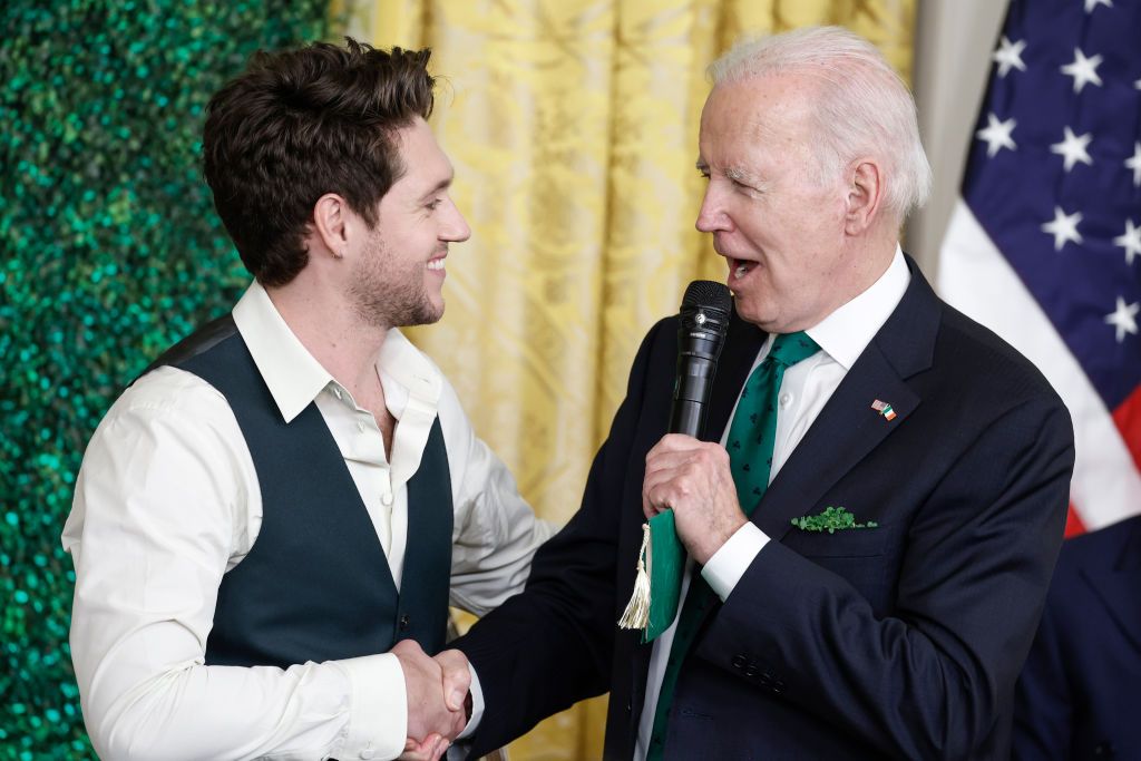 Niall Horan and Joe Biden celebrating St. Patrick's Day at the White House